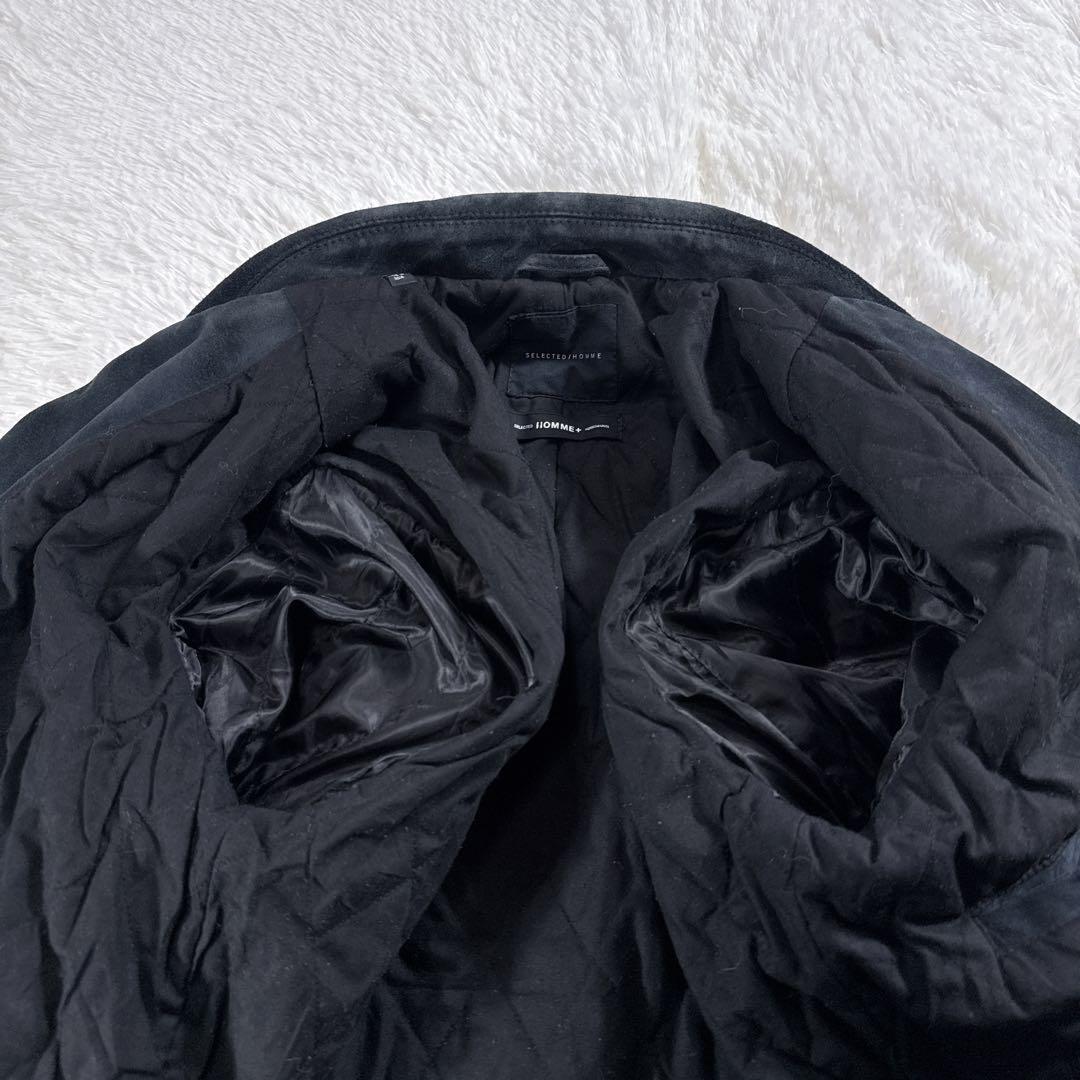【海外古着】SELECTED HOMME スエード ダブルライダース 牛革 黒L