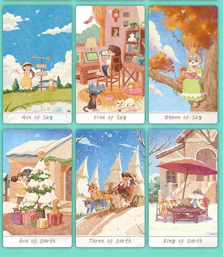 【正規品タロットカード】癒し＆キュート✨少女と猫の物語のデッキ／ポータブル版