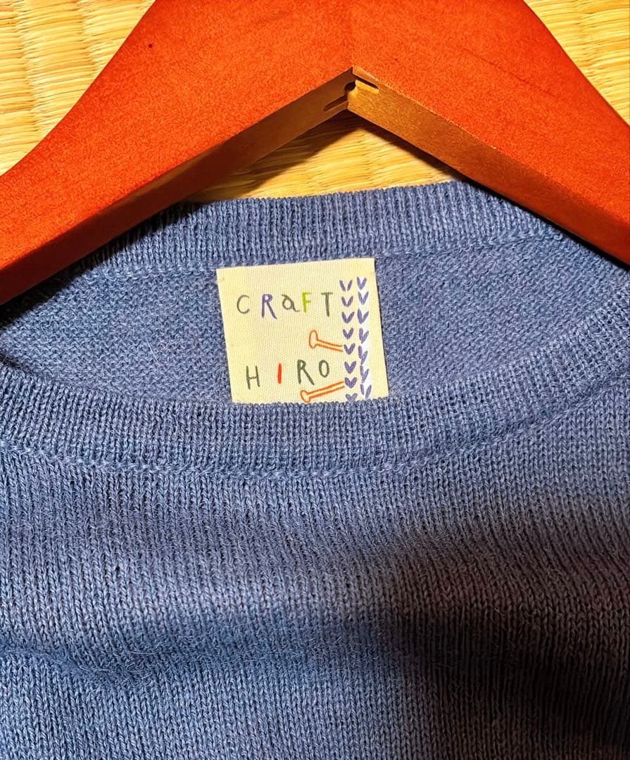 冬物セール値下げ　CRAFT HIRO 青 ニットワンピース ウエストリボン付き
