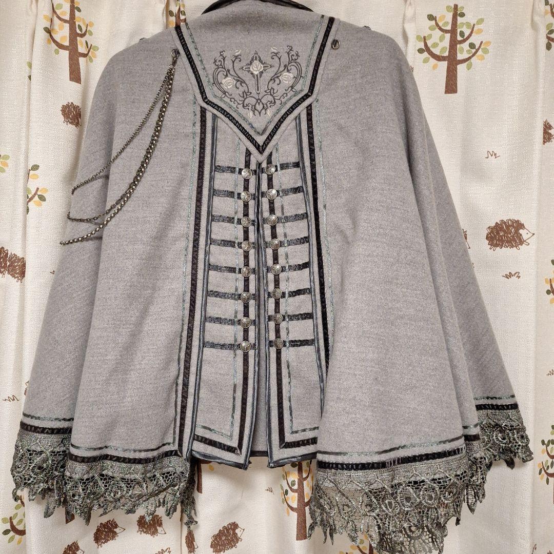 値下げOZZONESTE薔薇刺繍ケープ(グレー)
