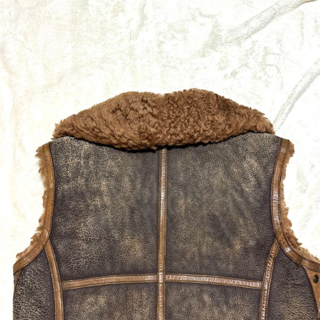 希少 美品 RALPH LAUREN XL ラム レザー ベスト ラルフローレン
