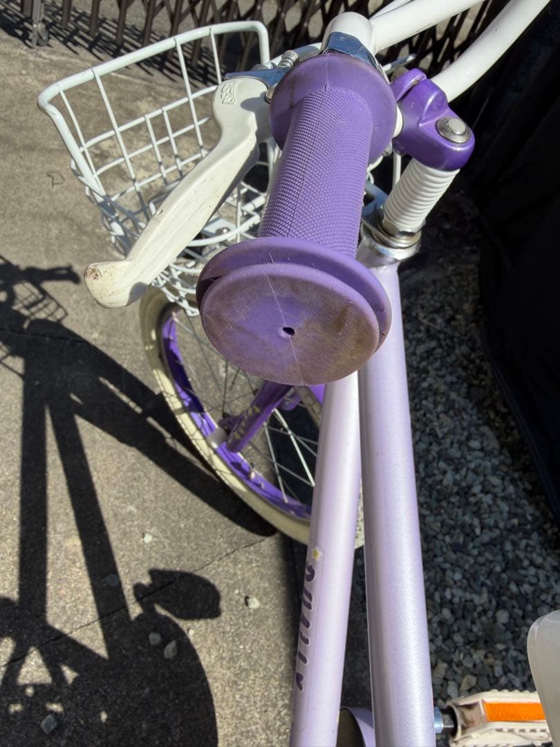 【お引き渡し限定】アサヒ幼児用自転車 紫色 前面バスケット付き 引き取り