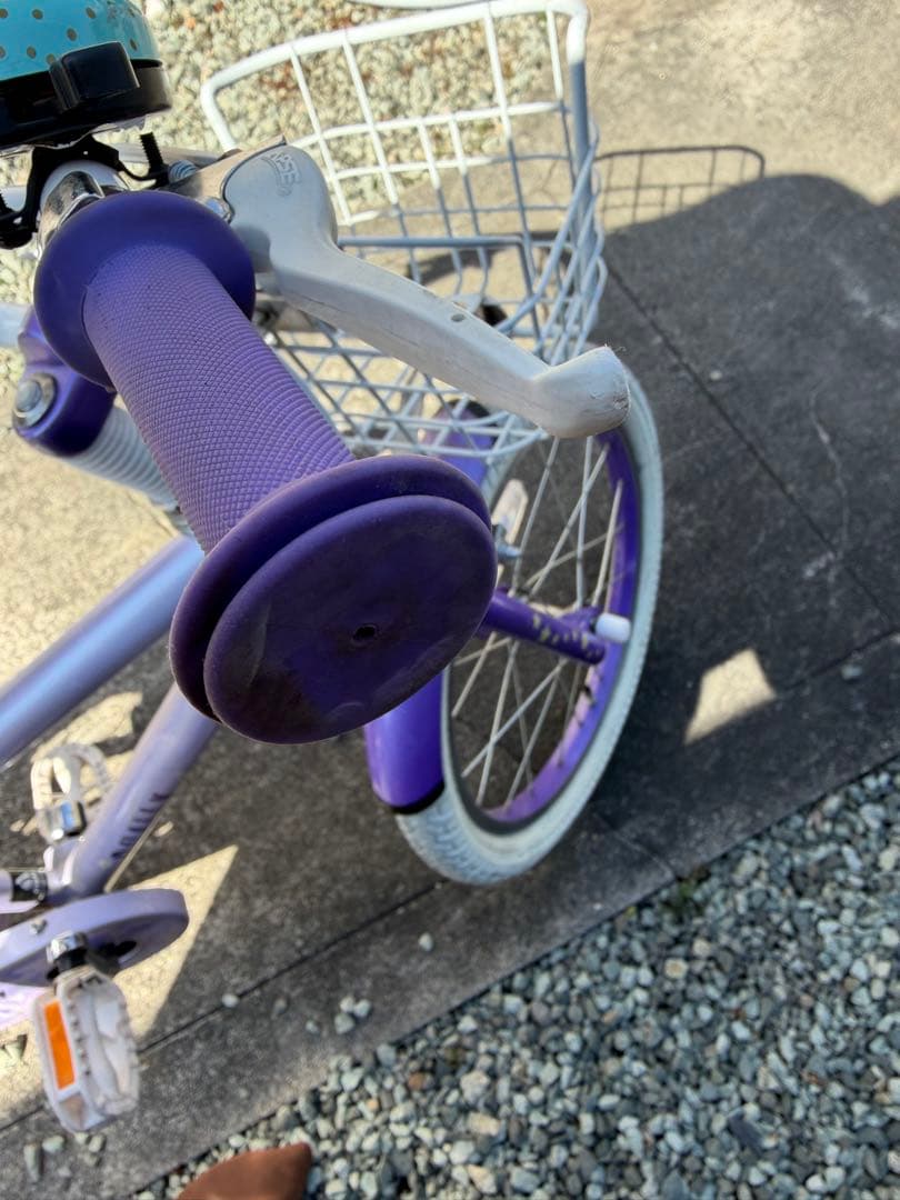 【お引き渡し限定】アサヒ幼児用自転車 紫色 前面バスケット付き 引き取り