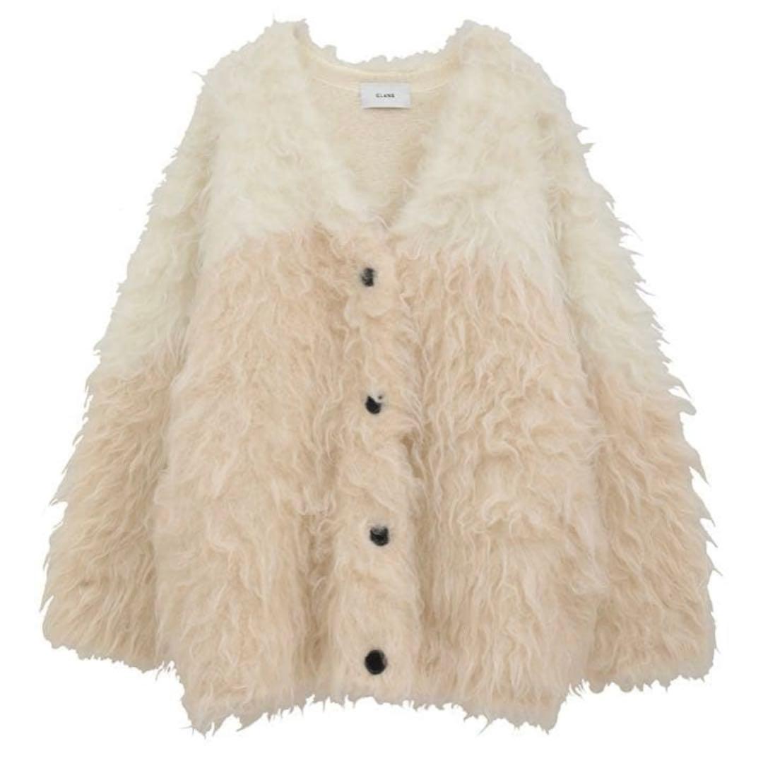 【CLANE】BI COLOR SHAGGY KNIT CARDIGAN