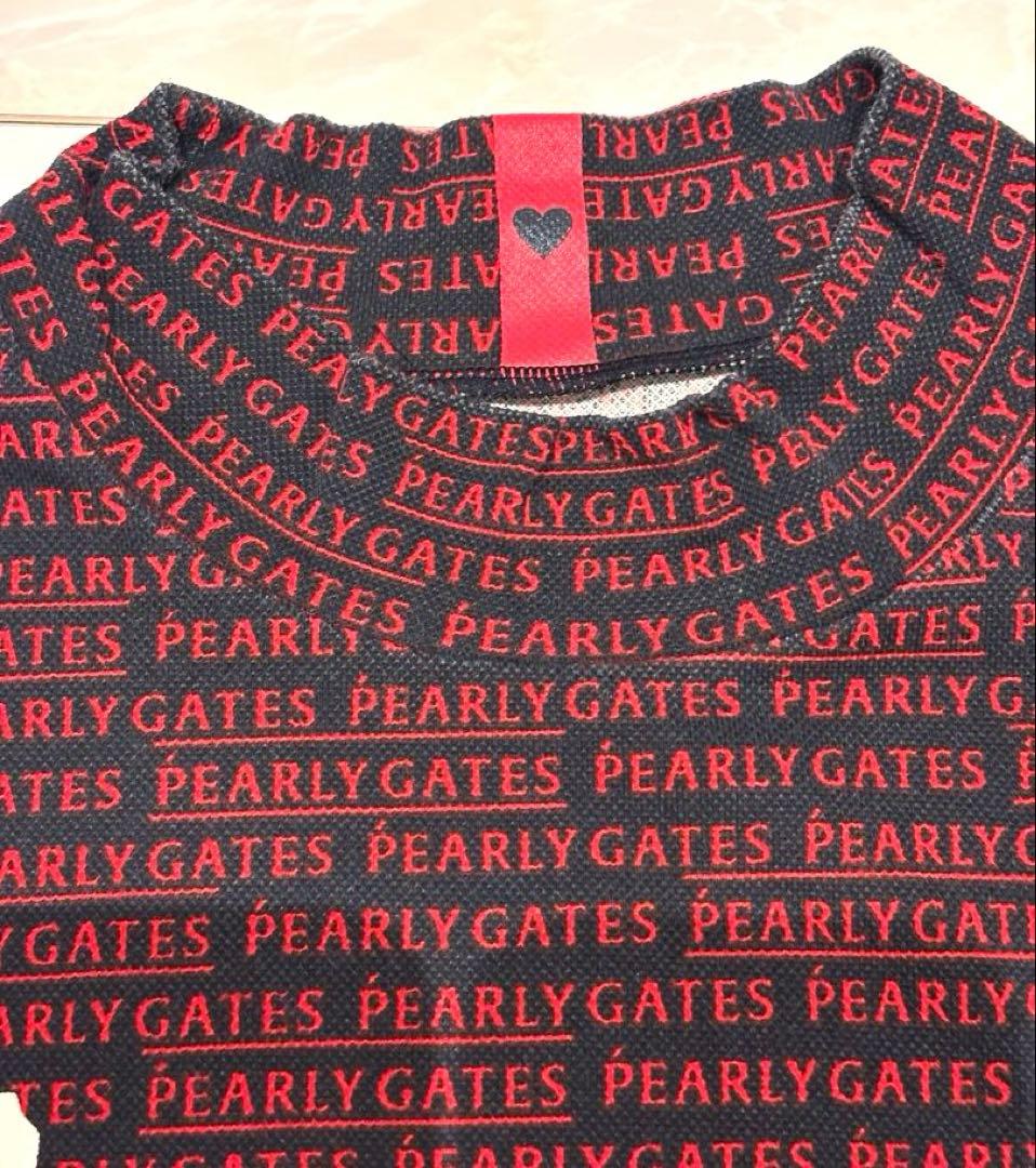 美品　PEARLY GATES 半袖モックネック　4 総ロゴ　レッド