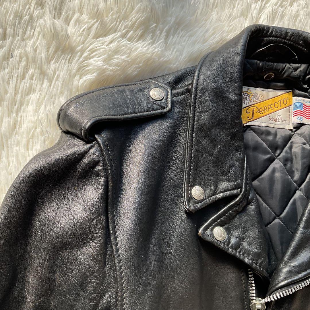 米国製✨schott 618 レザージャケット　ダブルライダース 46 ブラック