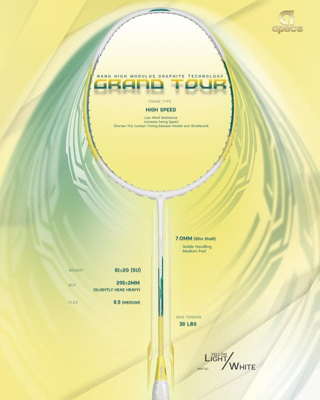 ◆apacs◆GRAND TOUR ライトイエロー/ホワイト◆5U軽量◆黄白