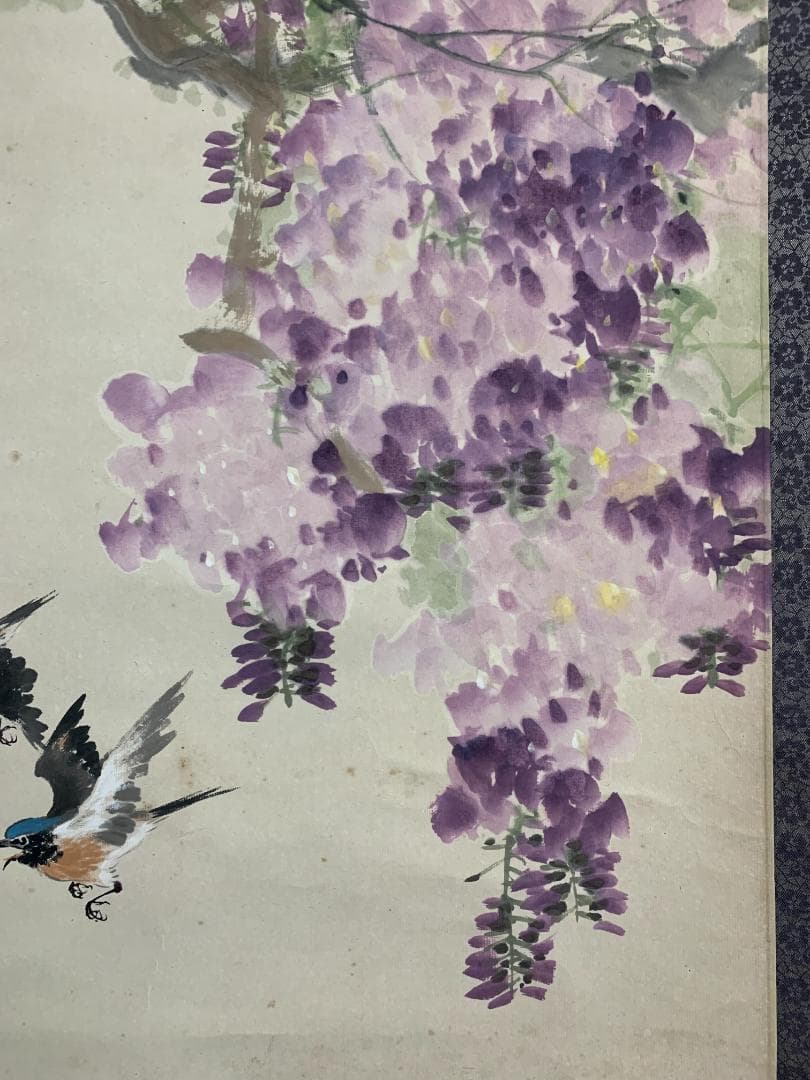 周梅若 花鳥図 紙本 掛軸 中国画 579
