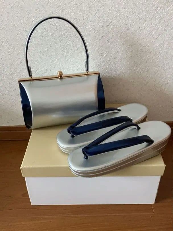 成人式 卒業式 草履 バッグ セット カバン 鞄 ブルー シルバー 白 フリー
