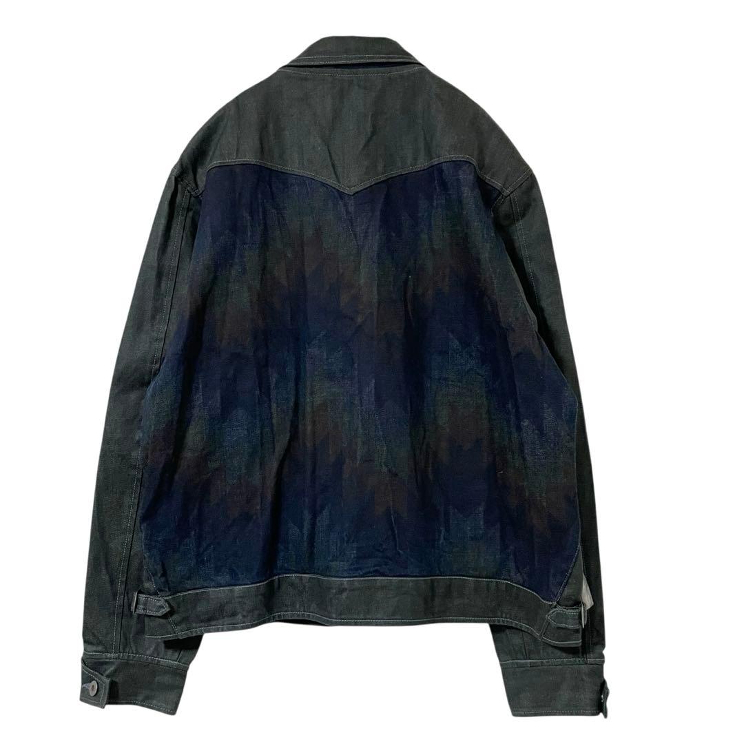 グラフゼロ 入手困難 ナバホ柄デニムジャケット レザー調コーティング 3L 美品
