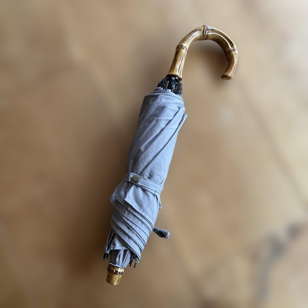 美品 日傘 晴雨兼用傘 サンク CINQ グレー 折りたたみ
