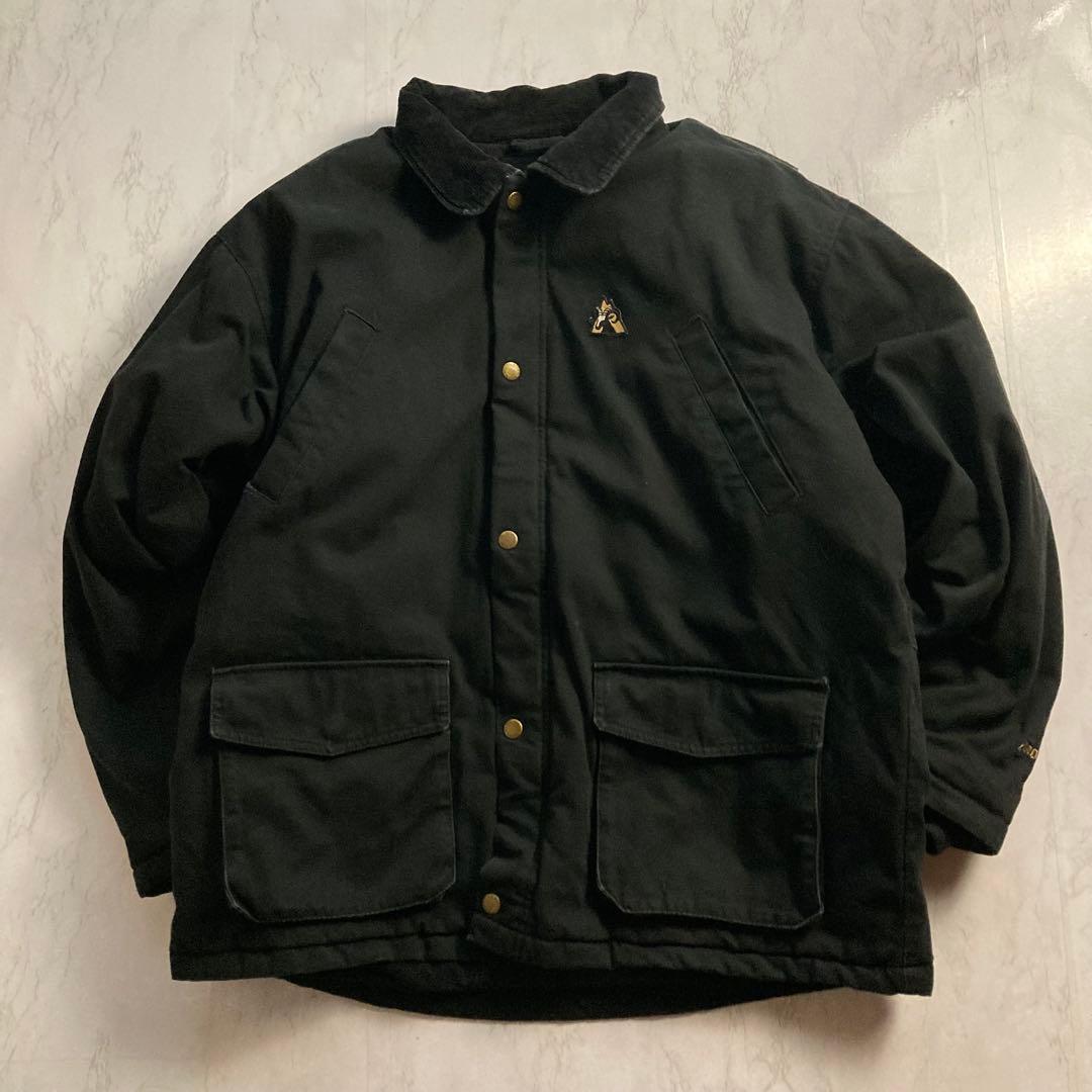 ROCKY ダックジャケット ワークジャケット 中綿 黒 XL 襟コーデュロイ