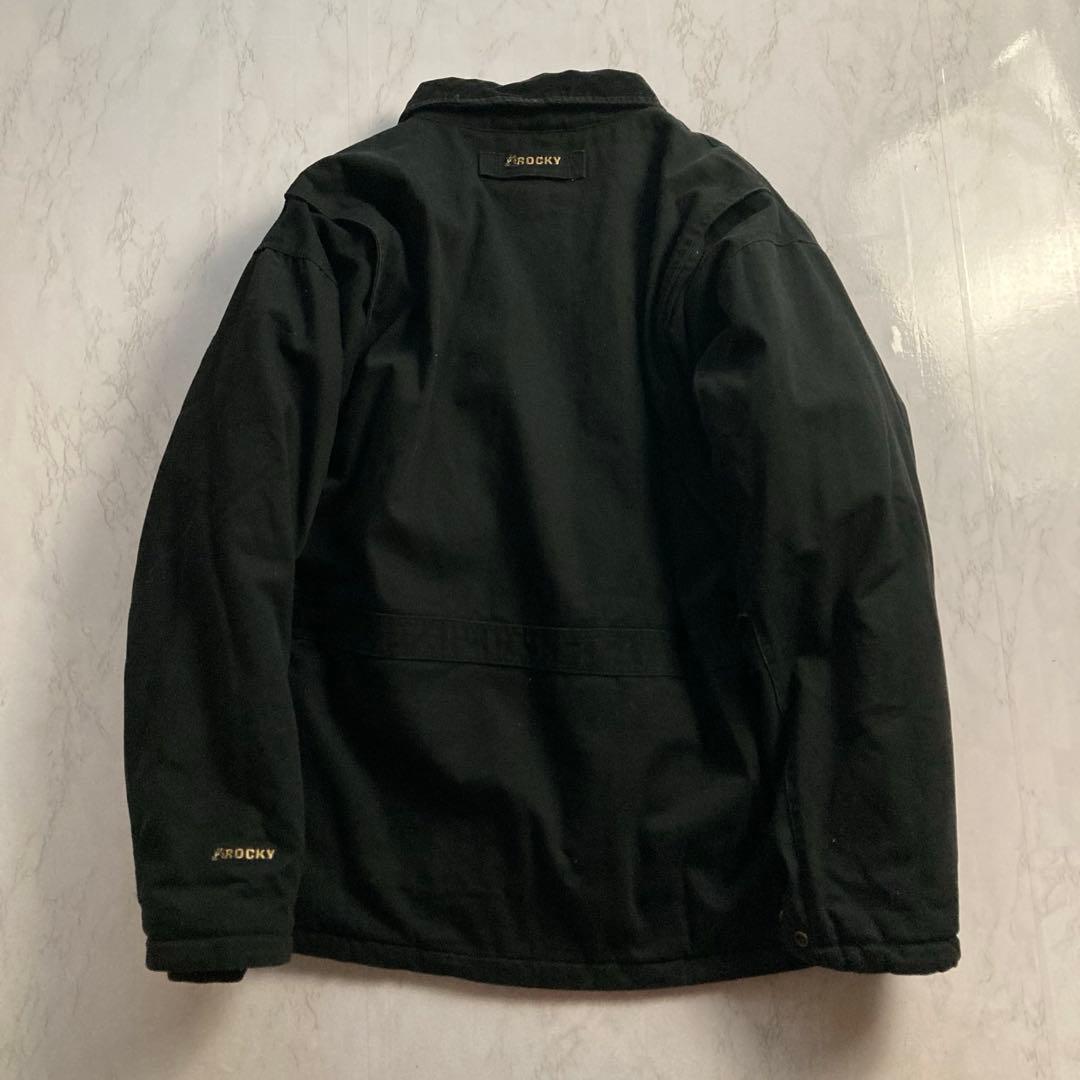 ROCKY ダックジャケット ワークジャケット 中綿 黒 XL 襟コーデュロイ
