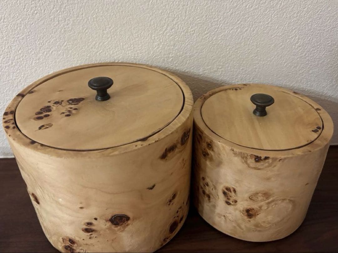 1/12までの出品！SPICE 木製円筒形小物入れセット（蓋付き）
