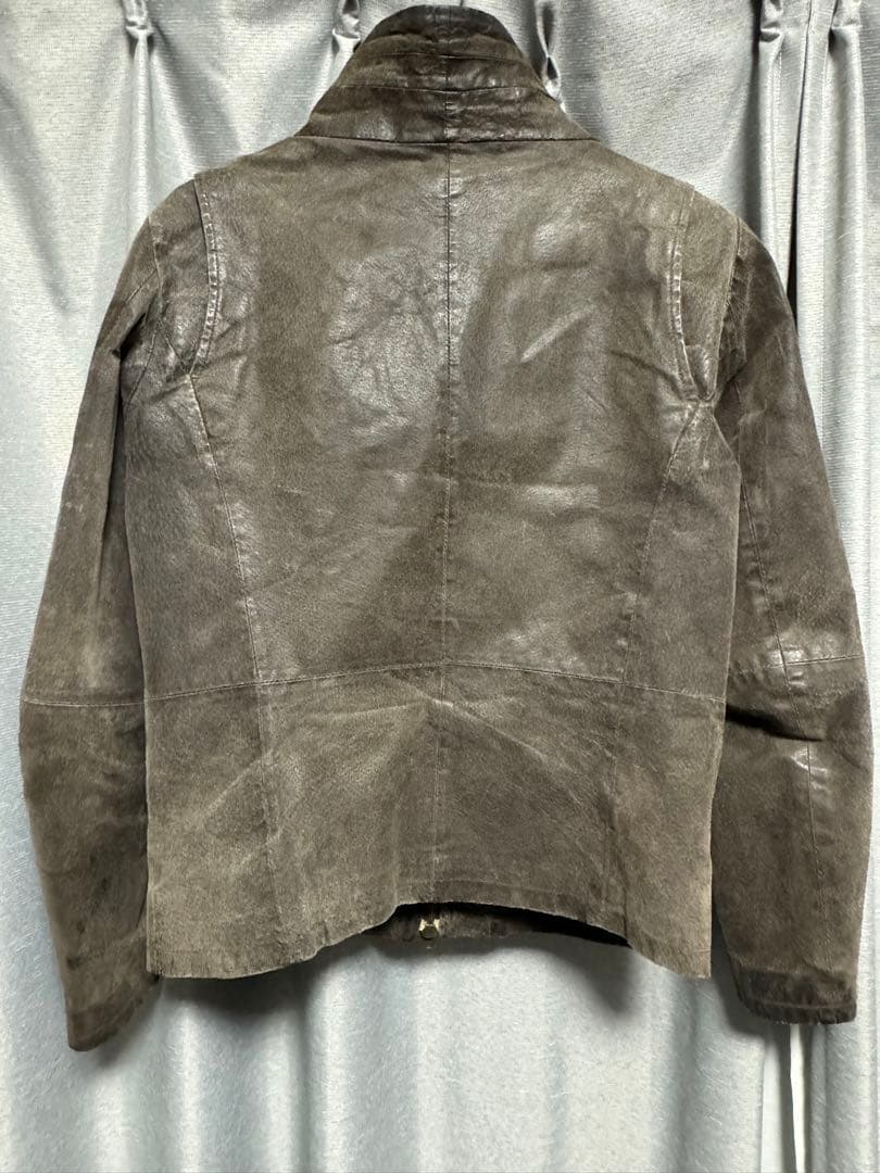 ブラウンレザー スタンドカラー ジャケット