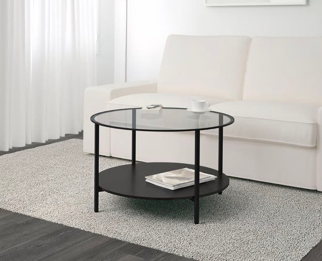 IKEAヴィットショー　円形ガラスセンターテーブル