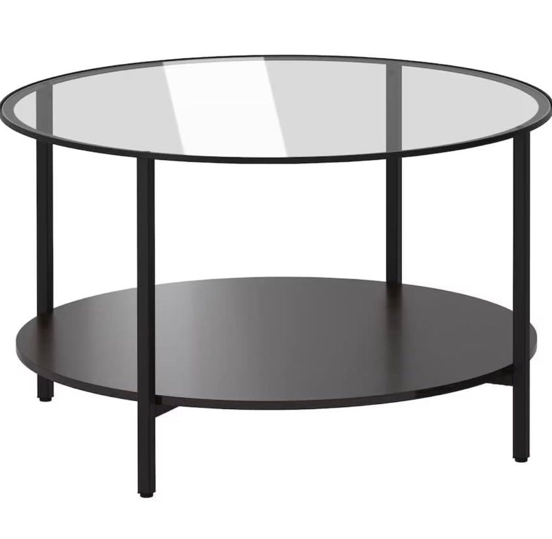 IKEAヴィットショー　円形ガラスセンターテーブル