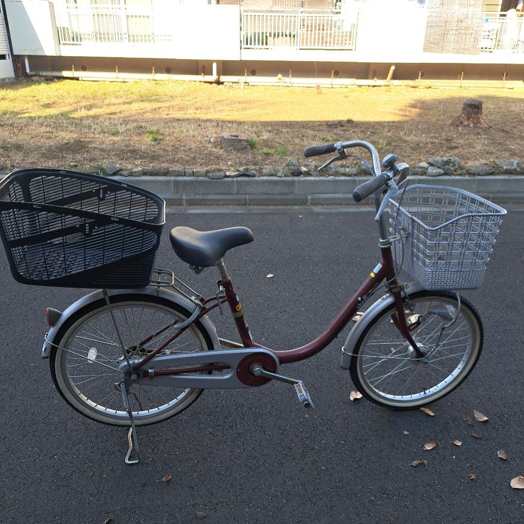 引き取り限定　シティサイクル　赤色　22インチ　前後バスケット付き