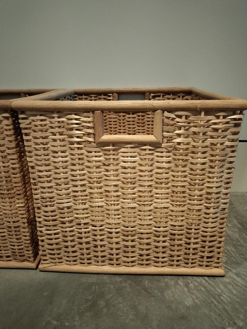 ※直接取引限定※美品【無印良品】 重なるブリ材長方形バスケット 特大　3個セット