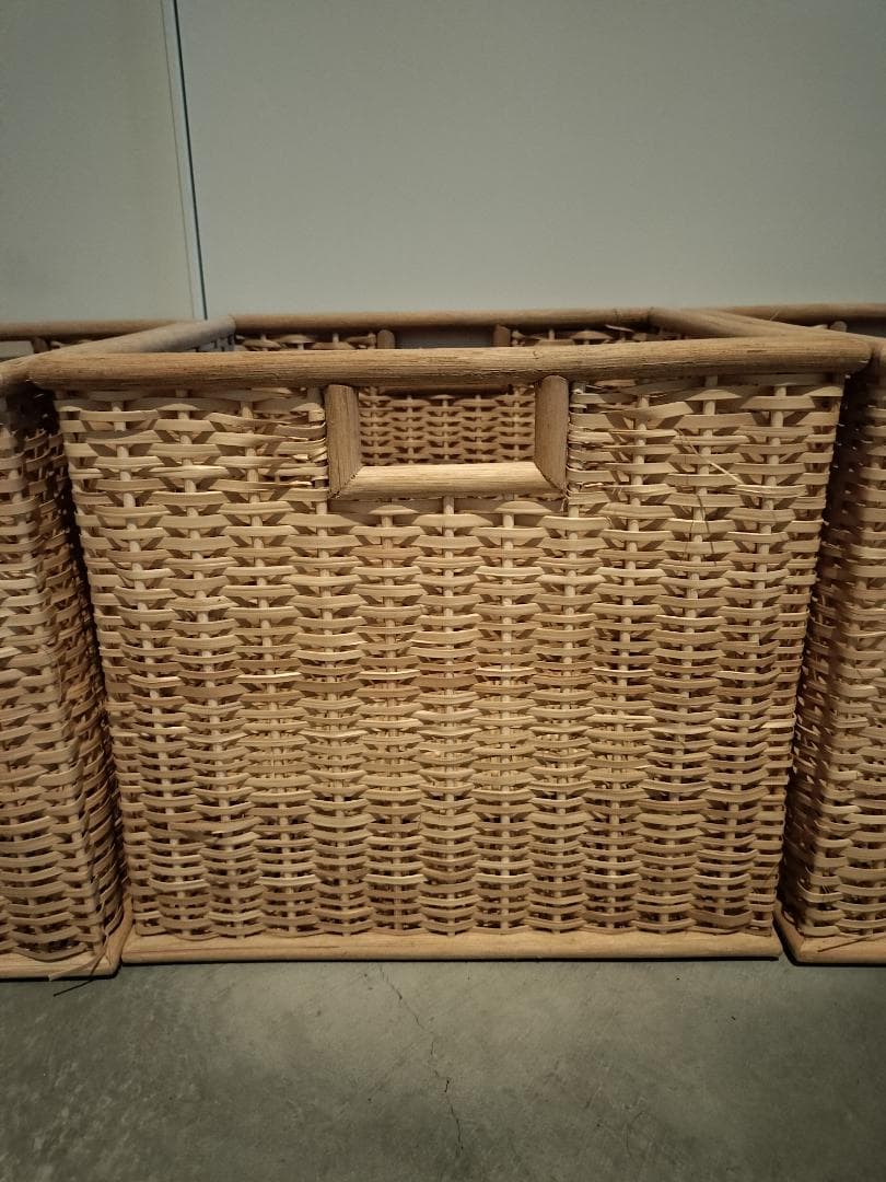 ※直接取引限定※美品【無印良品】 重なるブリ材長方形バスケット 特大　3個セット
