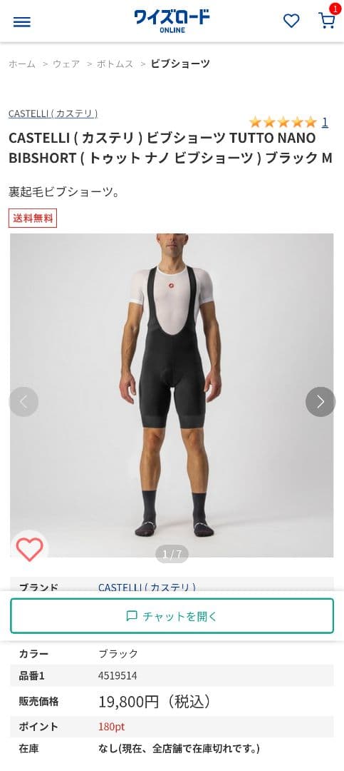 castelli　TUTTO NANO BIBSHORTサイズM