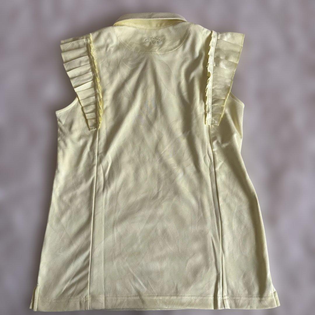 新品　キャロウェイ　ノースリーブ フリル ポロシャツ LL 黄色 送料込み
