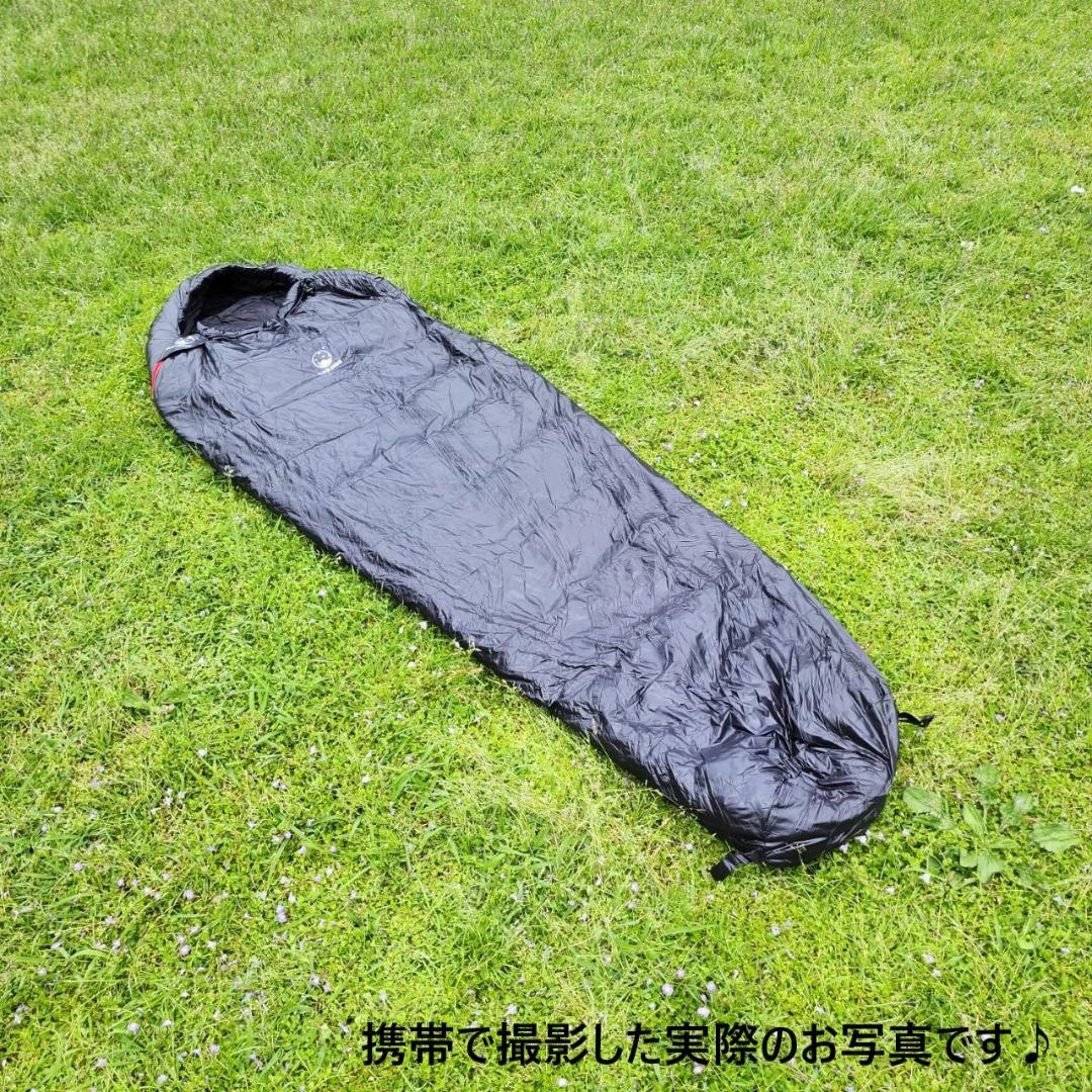 アウトドア　防水　グース　ダウン　マミー型 寝袋　シュラフ ブラック　400g