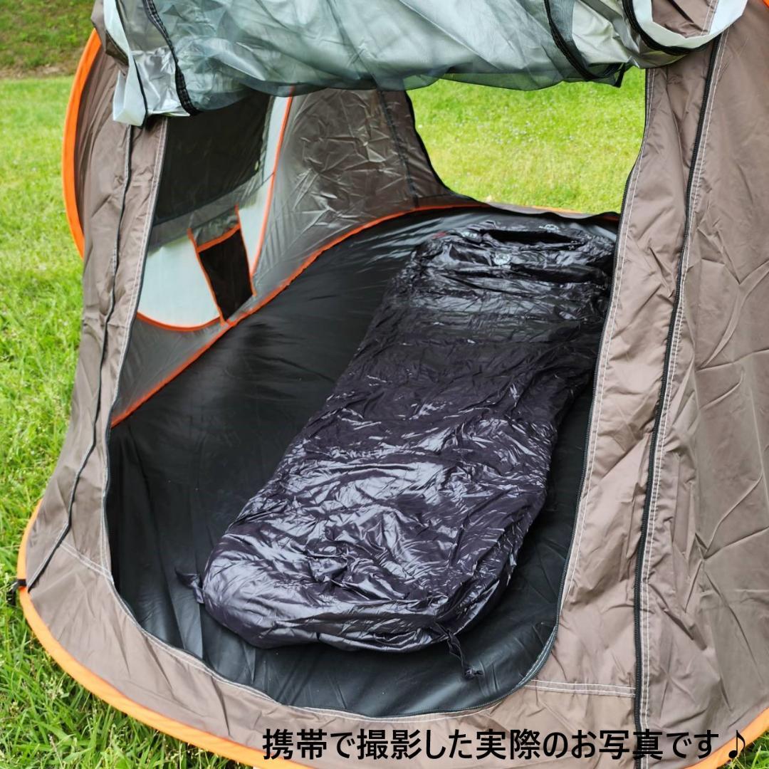 アウトドア　防水　グース　ダウン　マミー型 寝袋　シュラフ ブラック　400g