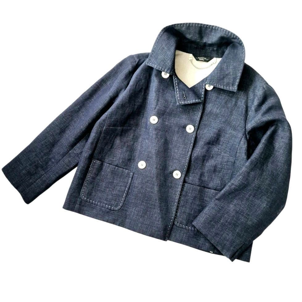 MaxMara ジャケット　ダブル　リネン　デニム ショート丈 36