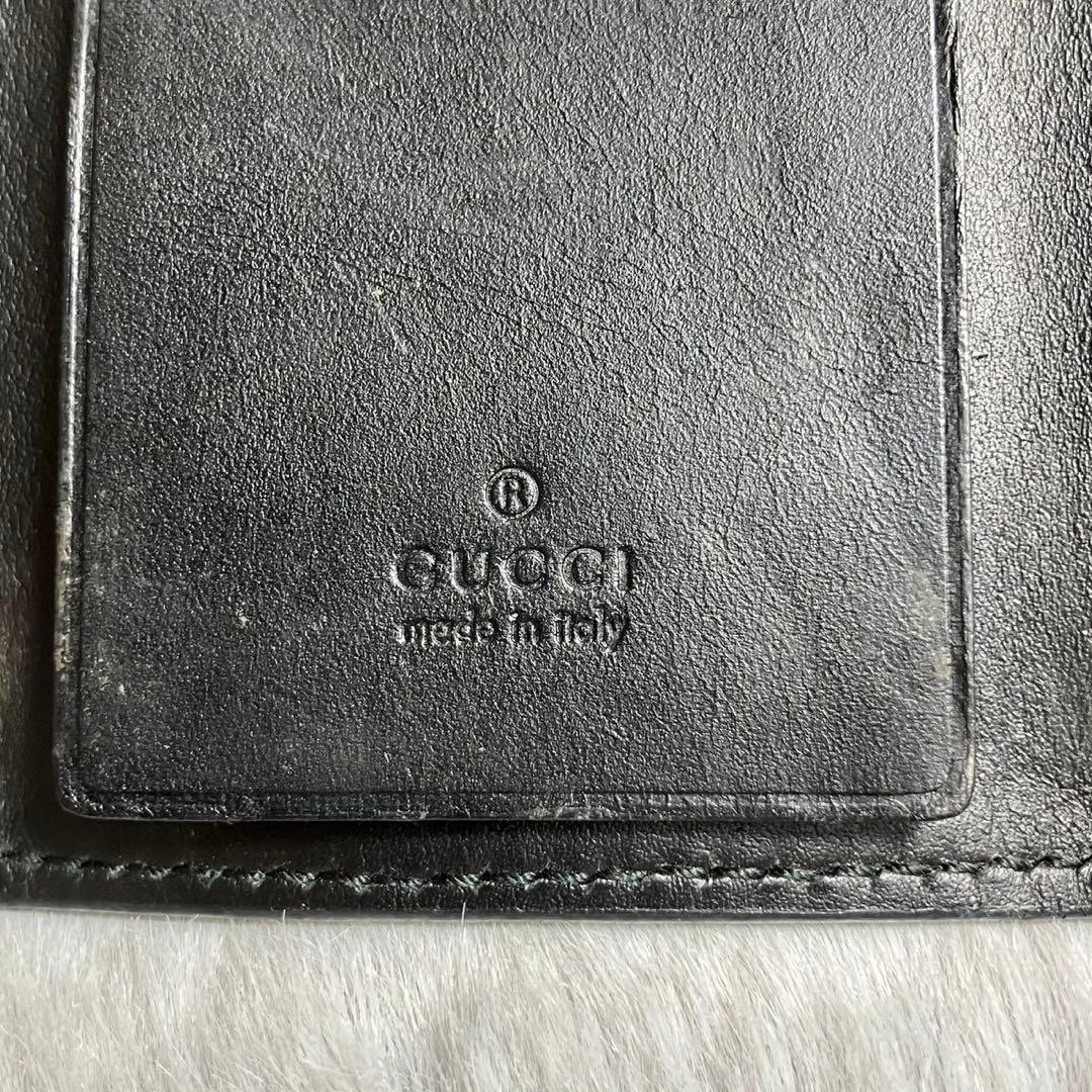 GUCCI グッチ　GG レザー　キーケース　6連　シルバー金具　ブラック　黒