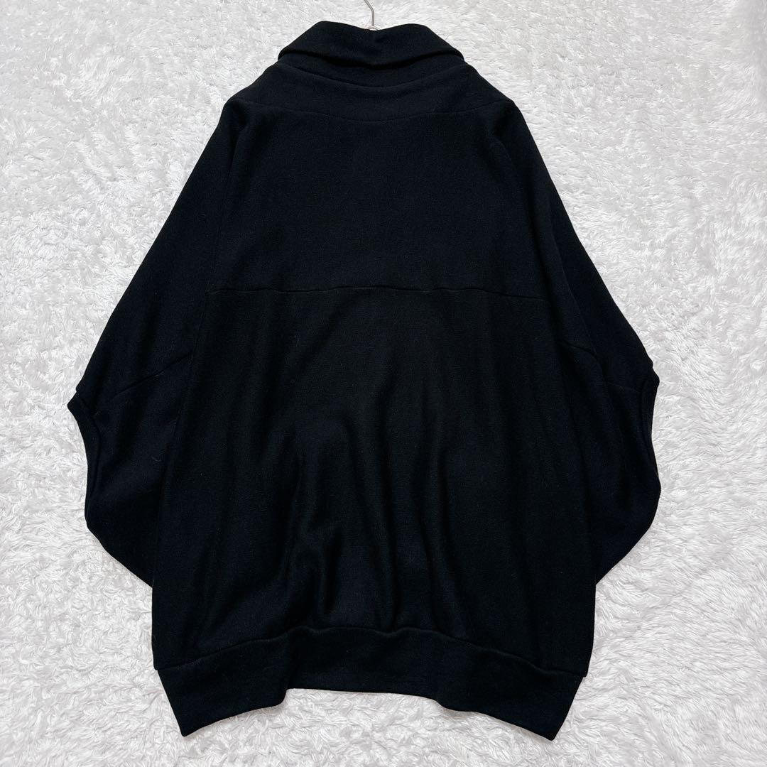 美品✨Ys ワイズ ポンチョ ジップアップパーカー ダブルジップ 黒 デザイン