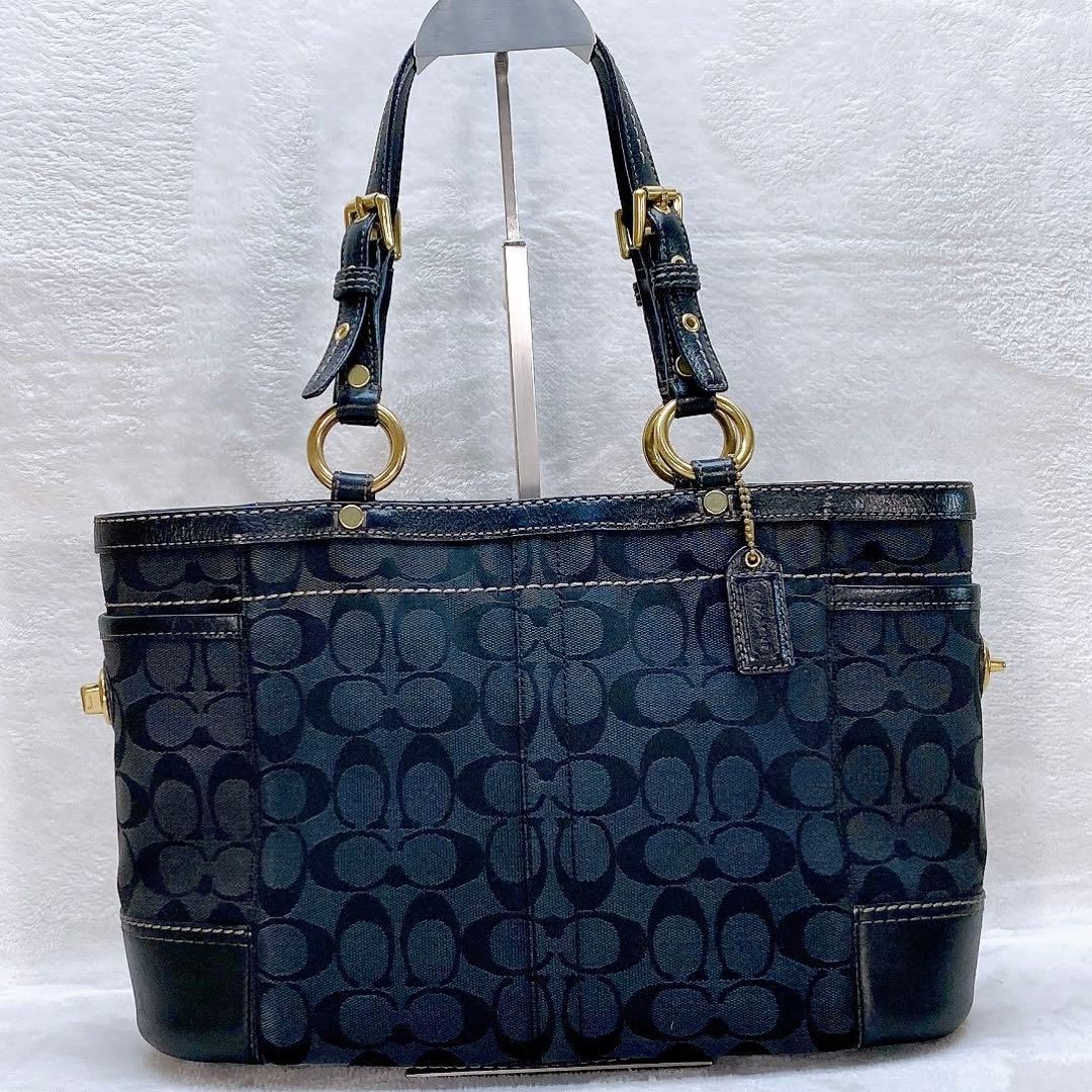 バッグ Coach Tote bag Signature TurnLock Black