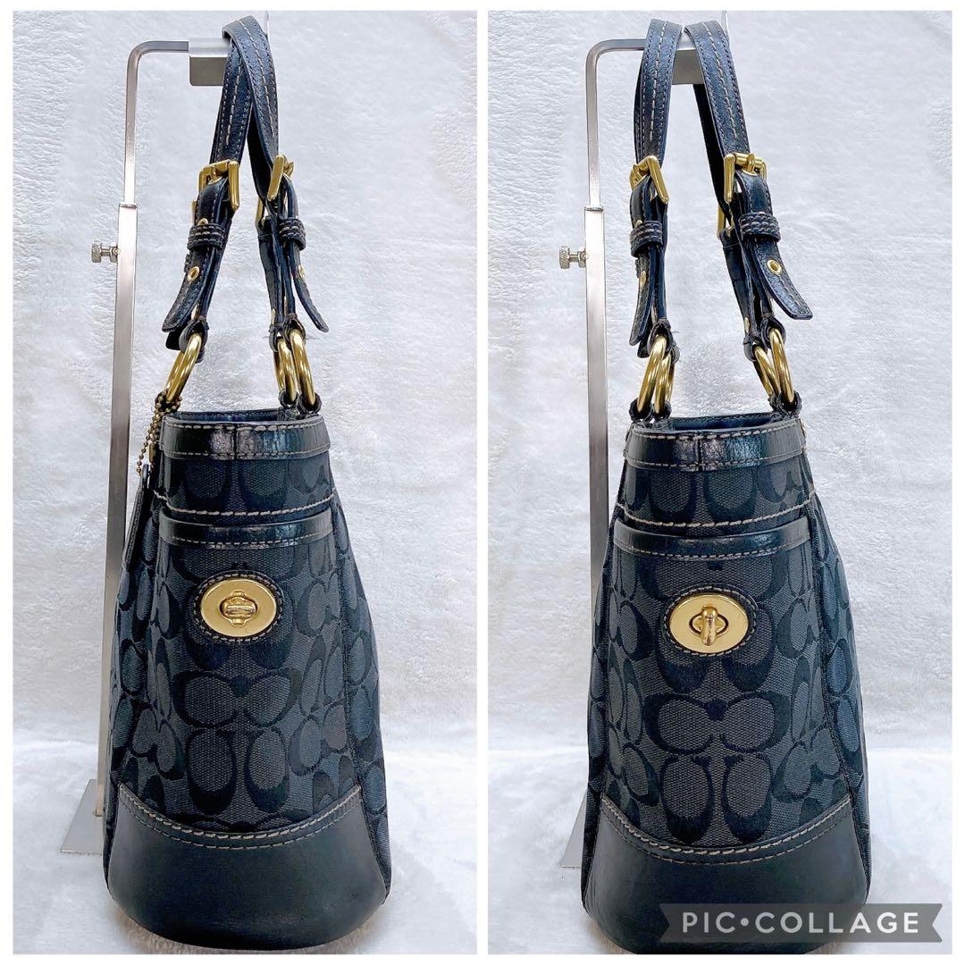 バッグ Coach Tote bag Signature TurnLock Black