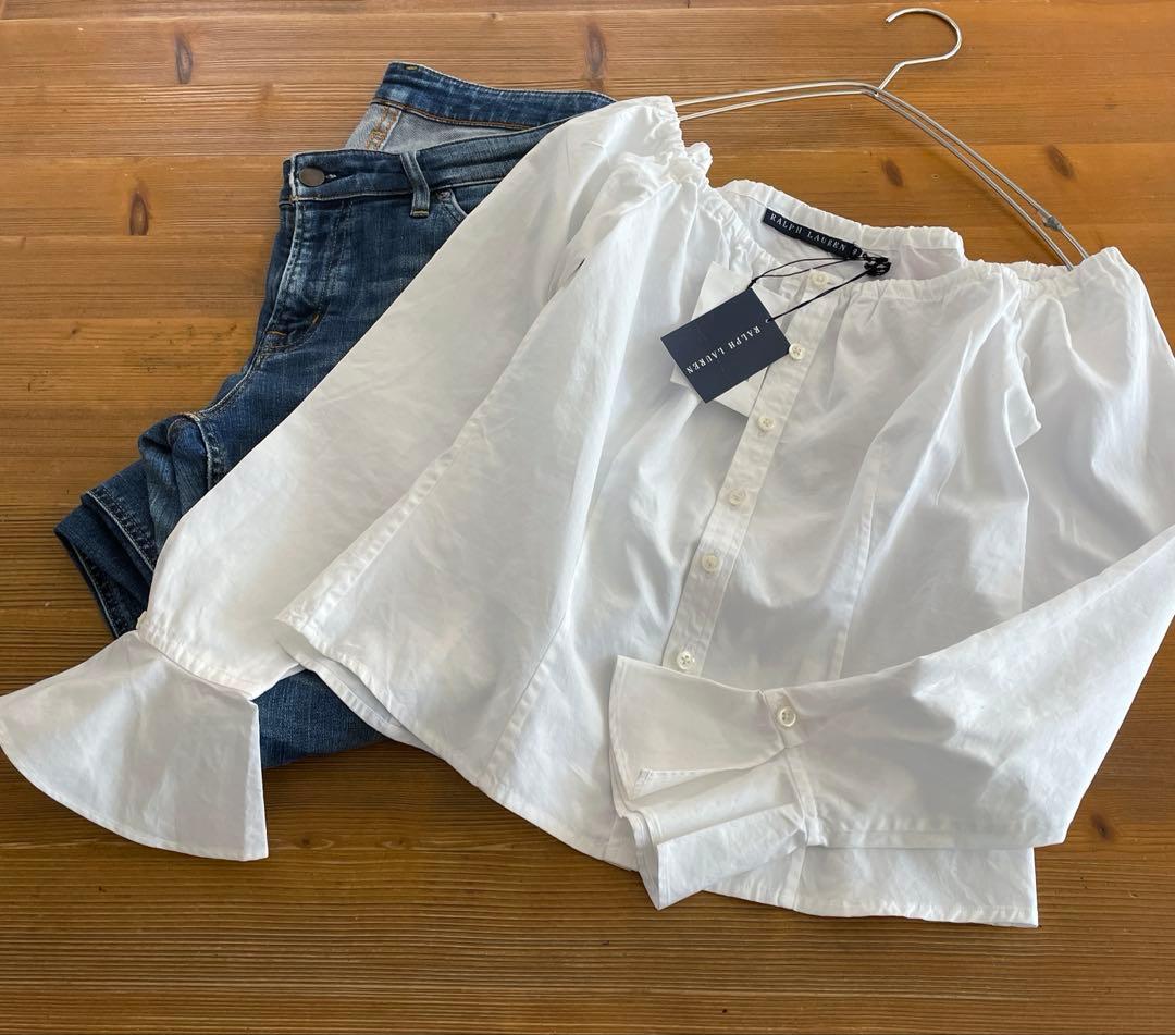 タグ付新品　RALPH LAUREN 日本製　コットンオフショルダー　袖フリル
