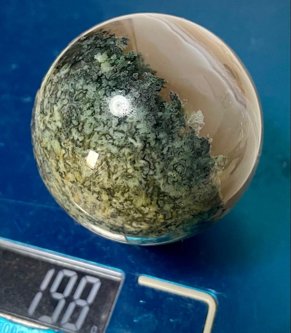 モスアゲート 水草模様 瑪瑙丸玉 風水晶 エネルギー パワーストーン 幸運 お守