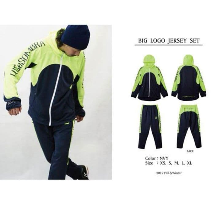 ルースイソンブラ　BIG LOGO JERSEY SET ネイビー/ライムＸＬ