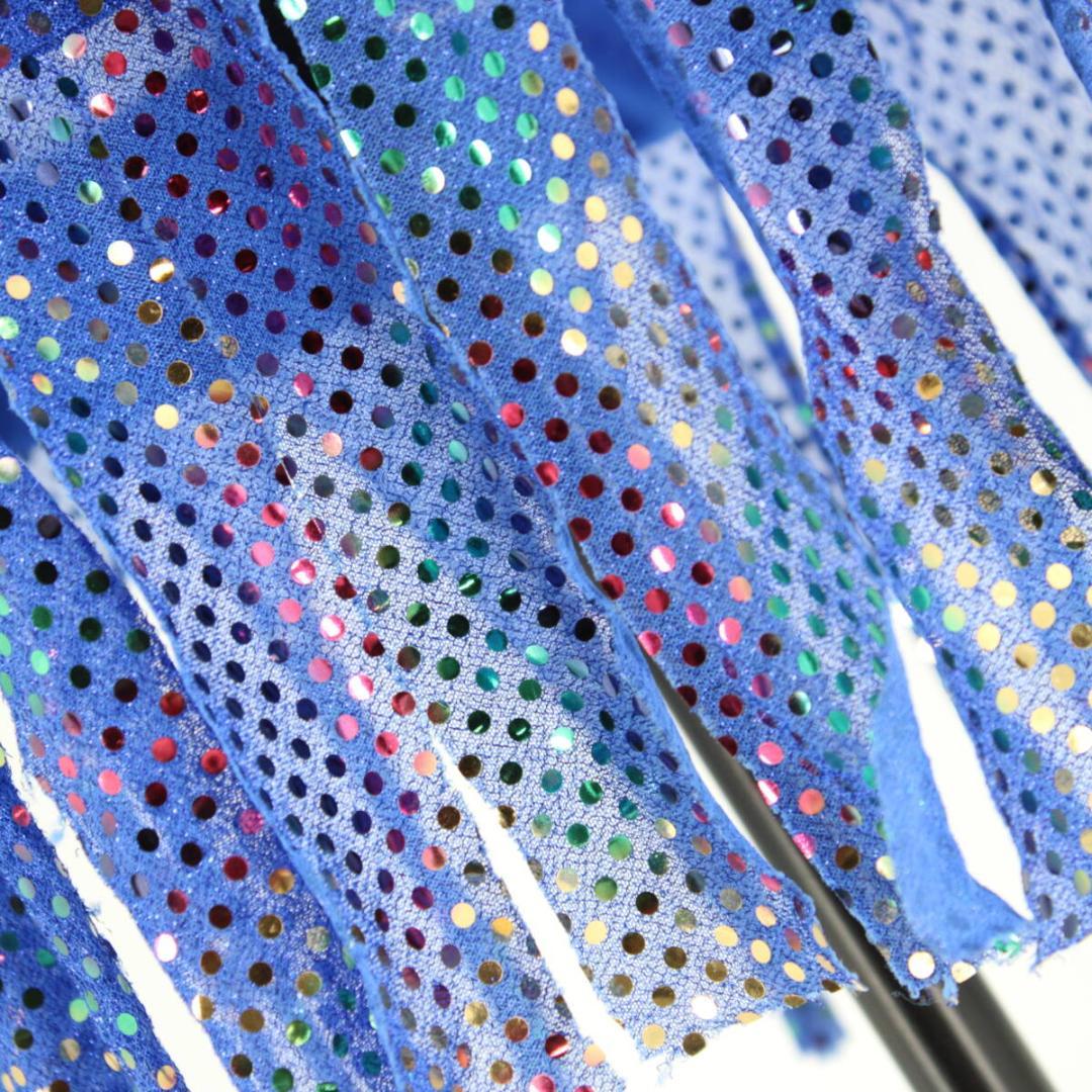 【美品 社交ダンス衣装】トップス 袖なし 編み上げ 青 ブルー ICHIOKU