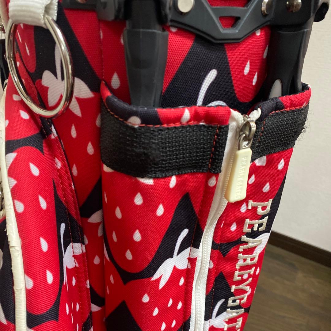 パーリーゲイツイチゴ柄♡キャディバッグ、ヘッドカバー4点