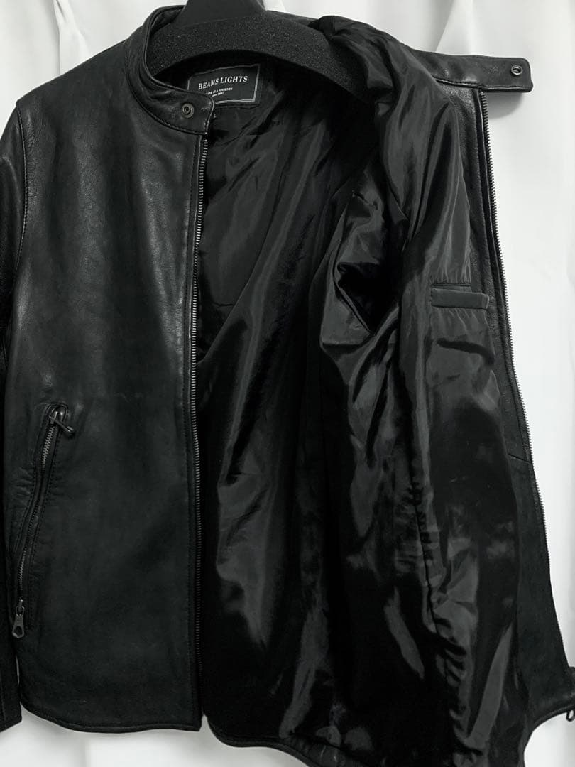 Lサイズ◎ BEAMS LIGHTS 羊革シープレザー シングルライダース 黒