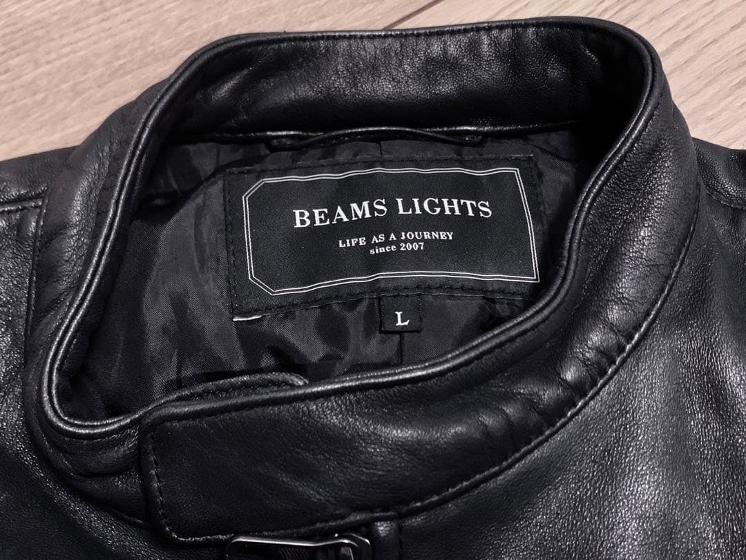 Lサイズ◎ BEAMS LIGHTS 羊革シープレザー シングルライダース 黒