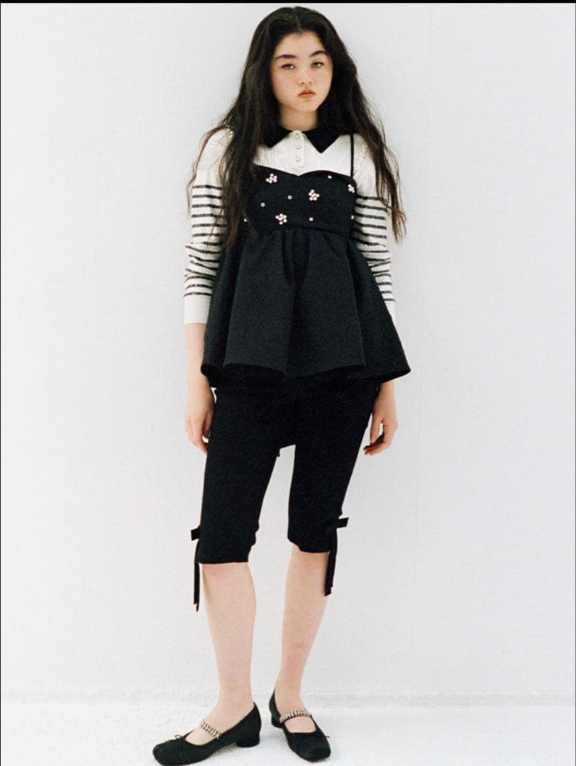 LILY BROWN ビッグリボンビジューペプラムトップス