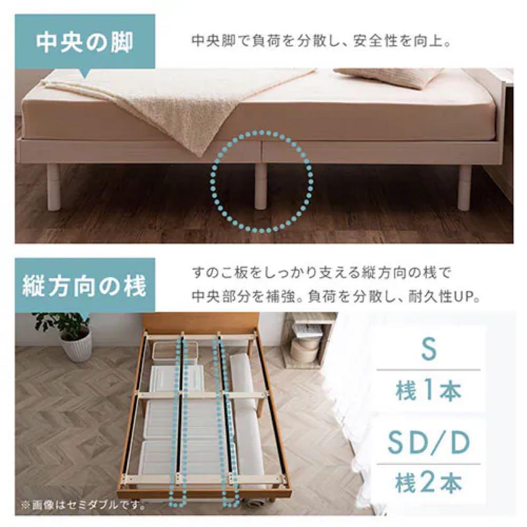 アイリス USB/コンセント付き すのこ ベッドフレーム シングル 1台販売