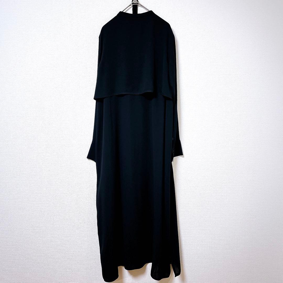 ICB ロングシャツ ワンピース ノーカラーネイビー 羽織り 新品
