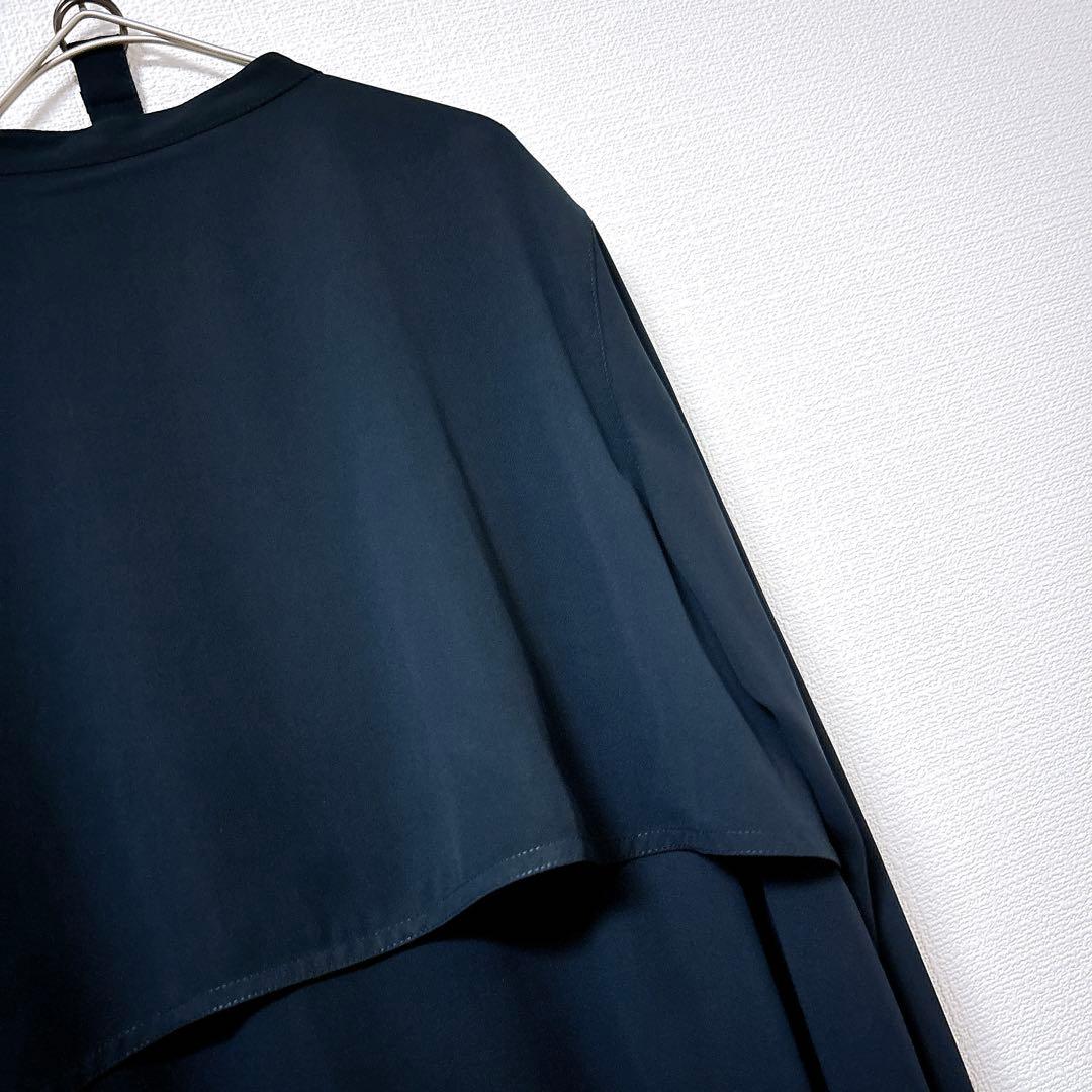 ICB ロングシャツ ワンピース ノーカラーネイビー 羽織り 新品