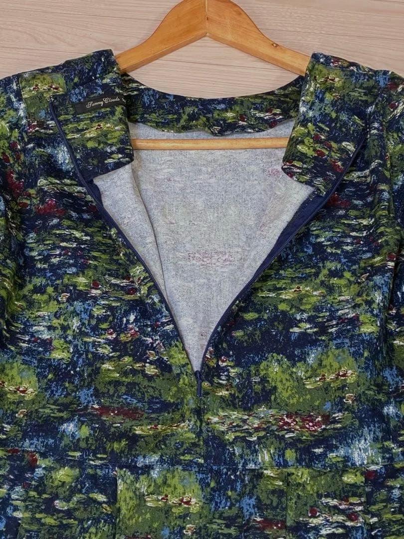 ★ぷぴっつさま専用★ モネ　睡蓮ワンピース フェリシモ ワンピース　L 麻綿