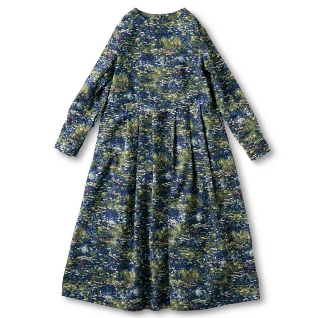 ★ぷぴっつさま専用★ モネ　睡蓮ワンピース フェリシモ ワンピース　L 麻綿