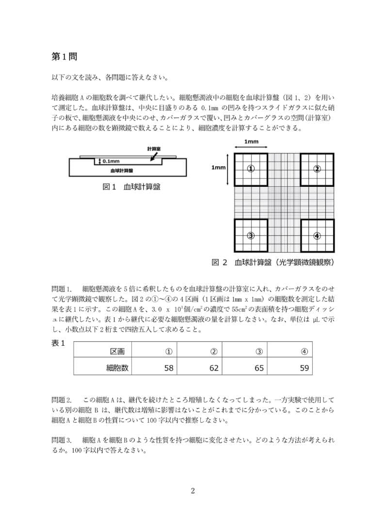 鹿児島大学 2021～2023年度（3年分）医学部学士編入 生命科学総合問題