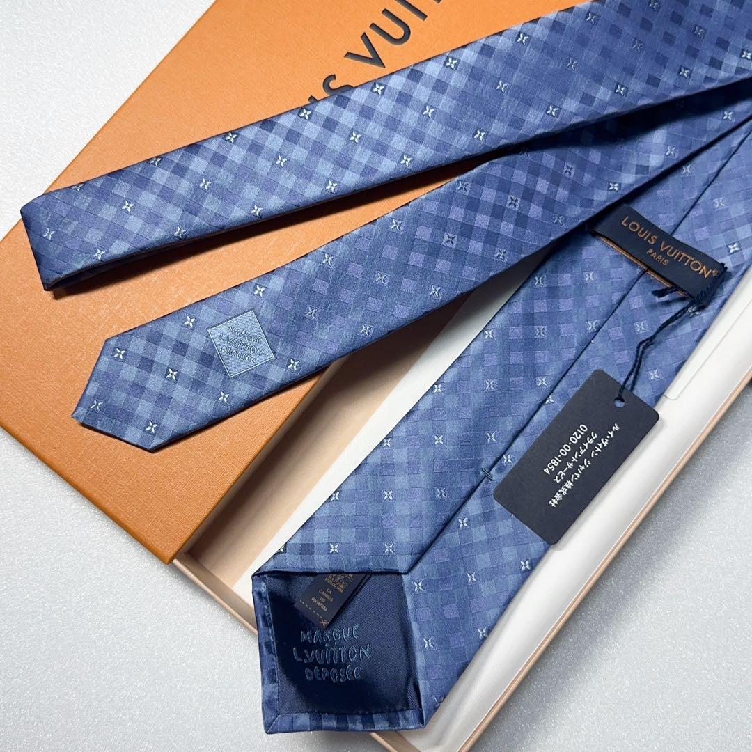 【新品未使用】LOUIS VUITTON ルイヴィトンネクタイフラワー チェック