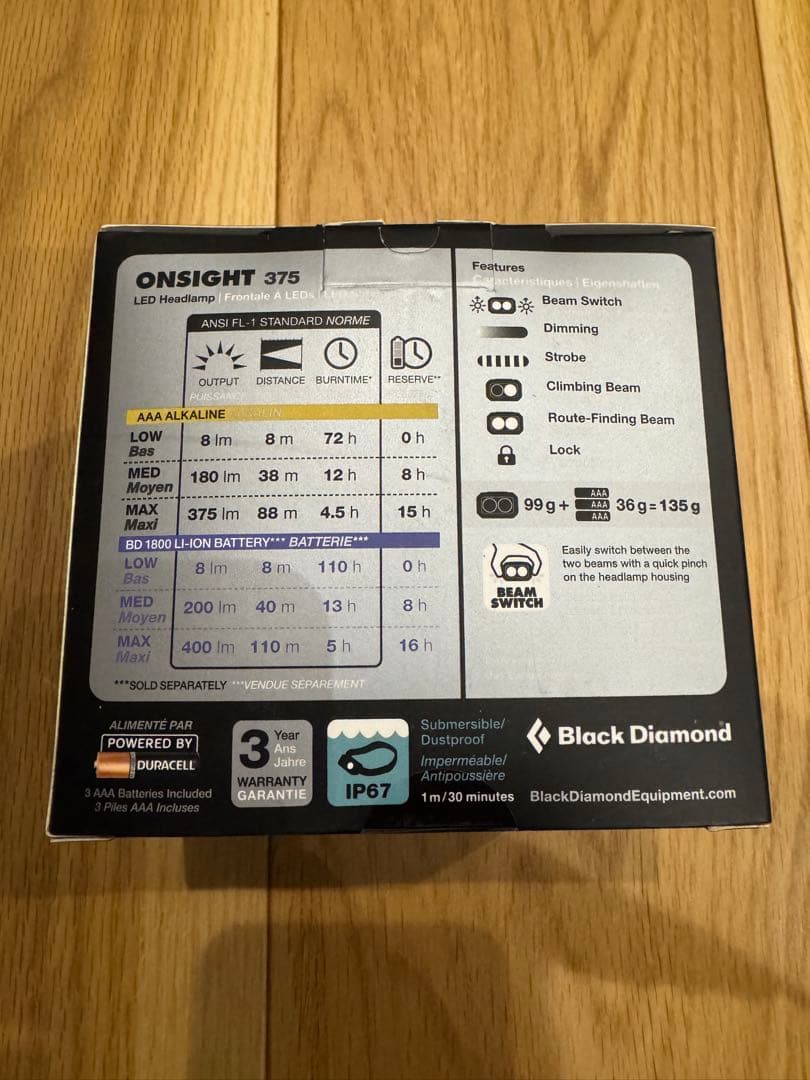 ONSIGHT ヘッドランプ 375ルーメン
