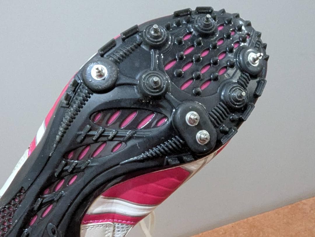 【1回のみ使用】ASICS 陸上競技用スパイク ピンク/ホワイト 27.5cm